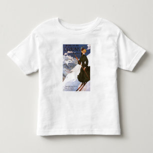 グリーンスキーポスターの女性 トドラーTシャツ