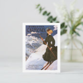 グリーンスキーポスターの女性 ポストカード (スタンド正面)