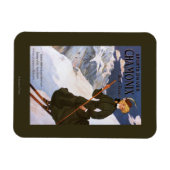 グリーンスキーポスターの女性 マグネット (横)