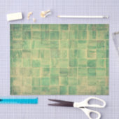 グリーンスクエアパターン（の模様が）あるティッシュペーパー 薄葉紙 (クラフト)