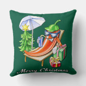 グリーンスクエアメリークリスマスチリマンガアート クッション (裏面)