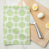 グリーンスクエアリンクパターンクティヘンタオル キッチンタオル (四つ折り)