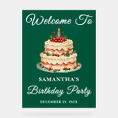 グリーンスクリプトクリスマスバースデーパーティーへようこそ アクリルサイン (正面)