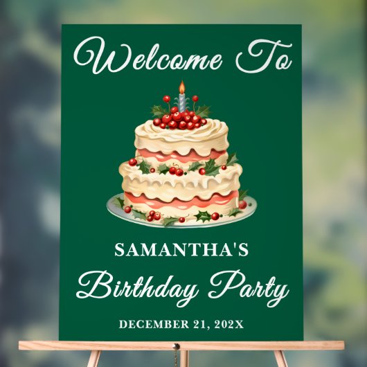 グリーンスクリプトクリスマスバースデーパーティーへようこそ アクリルサイン (ニュートラル)