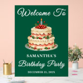 グリーンスクリプトクリスマスバースデーパーティーへようこそ アクリルサイン (ウェディング)