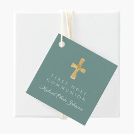 グリーンスクリプトクロスボーイファーストコミュニオン フェイバータグ