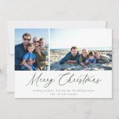 グリーンスクリプトメリークリスマスフォトカード シーズンカード (正面)