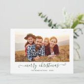 グリーンスクリプトメリークリスマスホリデーフォト シーズンカード (スタンド正面)