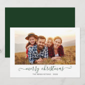 グリーンスクリプトメリークリスマスホリデーフォト シーズンカード (正面/裏面)