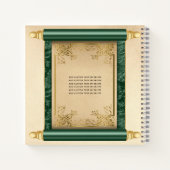 グリーンスクロールフォトバジェットキンチェニェラゲストブック ノートブック (裏面)