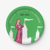 グリーンスタイリッシュとピンクのプリンセスフェアリーターレ城 ペーパープレート (正面)