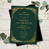 グリーンスタイリッシュと金ゴールドギャツビー30歳の誕生日パーティー 招待状
