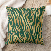 グリーンスタイリッシュと金ゴールドワイルドタイガーストライプサファリ クッション (ブランケット)