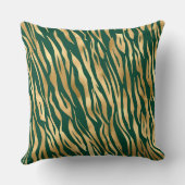 グリーンスタイリッシュと金ゴールドワイルドタイガーストライプサファリ クッション (裏面)