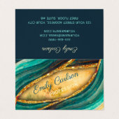 グリーンスタイリッシュエメラルド大理石アーフェイクト金ゴールドグリッター 名刺 (外部フラット)