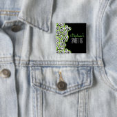 グリーンスタイリッシュスウィート16ゼブラハートデザイン名 缶バッジ (インサイチュ)