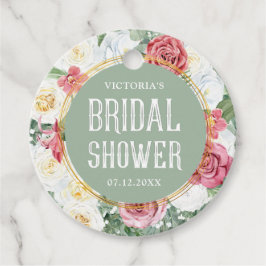 グリーンスタイリッシュフローラボホブライダルシャワー フェイバータグ