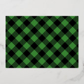 グリーンスタイリッシュプレイドフォトフォイルホリデーカード 箔シーズンカード (裏面)