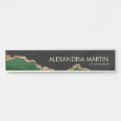 グリーンスタイリッシュモダン金ゴールドグリッターブラックマーブル サインプレート (正面)