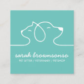 グリーンスタイリッシュラインキャットドッグシンプルペット スクエア名刺 (正面)