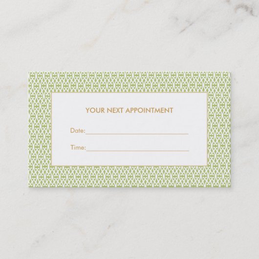 グリーンスタイリッシュラティスサロンアポイントメントカード 予約カード (正面)