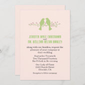 グリーンスタイリッシュラブバード結婚式招待状 招待状 (正面/裏面)