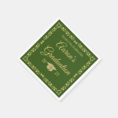 グリーンスタイリッシュ卒業パーティーの上品な金ゴールド スタンダードカクテルナプキン (角)