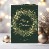 グリーンスタイリッシュ金ゴールドエレガントクリスマスホリデー カード