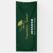 グリーンスタイリッシュ金ゴールドスクリプトおめでとう卒業2025 横断幕 (縦)