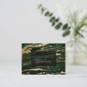 グリーンスタイリッシュ金ゴールド抽象芸術大理石 名刺 (スタンド正面)