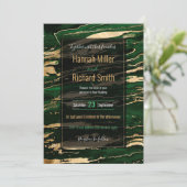 グリーンスタイリッシュ金ゴールド抽象芸術大理石 招待状 (スタンド正面)