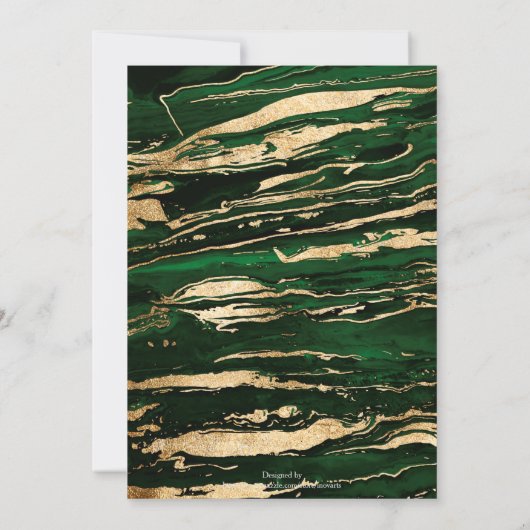 グリーンスタイリッシュ金ゴールド抽象芸術大理石 招待状 (裏面)