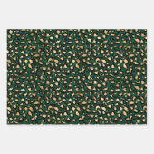 グリーンスタイリッシュ&ゴールドフォイルヒョウのスポットサファリ ラッピングペーパーシート (正面3)