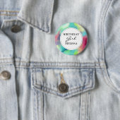グリーンスタイリッシュ&レッドウォーター色誕生日ガール 缶バッジ (インサイチュ)