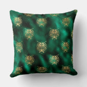 グリーンスタイリッシュ&金ゴールドワイルドタイガー顔サファリ クッション (裏面)