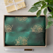 グリーンスタイリッシュ&金ゴールドワイルドタイガー顔サファリ 薄葉紙 (ギフト)