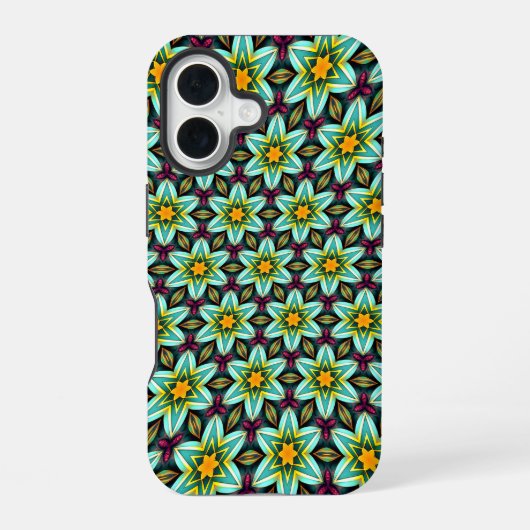 グリーンスターの花柄 iPhone 16ケース (裏面)