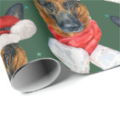 グリーンスターズカラフルドイツの羊飼いクリスマス ラッピングペーパー (ロールコーナー)