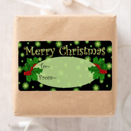 グリーンスターズファンタジークリスマスギフトタグ ラベル (インサイチュ)