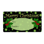 グリーンスターズファンタジークリスマスギフトタグ ラベル (正面)