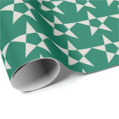 グリーンスターズ模様のラッピング紙 ラッピングペーパー (ロールコーナー)