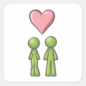 グリーンスティックフィギュア対ピンクハート愛 スクエアシール (正面)