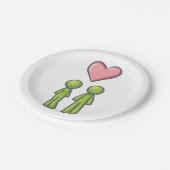 グリーンスティックフィギュア対ピンクハート愛 ペーパープレート (アングル)