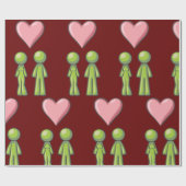 グリーンスティックフィギュア対ピンクハート愛 ラッピングペーパー (フラット)