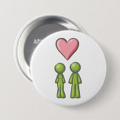 グリーンスティックフィギュア対ピンクハート愛 缶バッジ (正面&裏面)