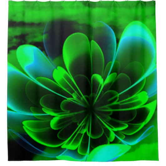 グリーンスティライズドコロラベンドアップ花びら シャワーカーテン (正面)