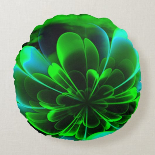 グリーンスティライズドコロラベンドアップ花びら ラウンドクッション (正面)