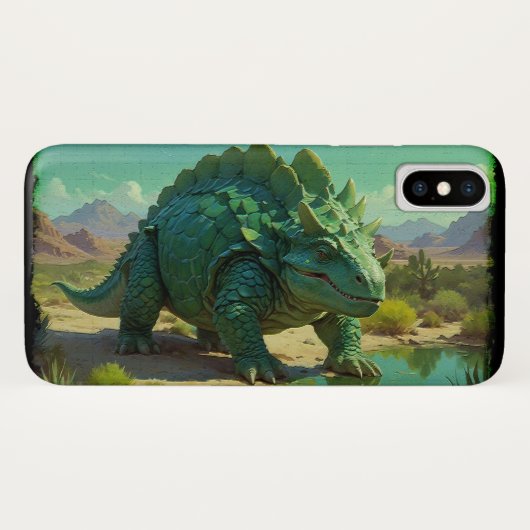 グリーンステゴサウルスとデザートプール Case-Mate iPhoneケース (裏面(横))