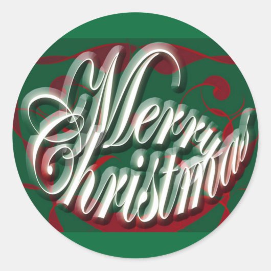 グリーンステッカーのクリスマスおめでとう ラウンドシール (正面)