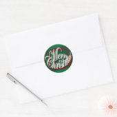 グリーンステッカーのクリスマスおめでとう ラウンドシール (封筒)
